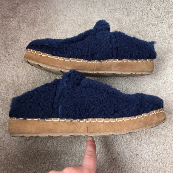 L.L. Bean Navy Blue Pile Fleece Round Toe Cozy Slipper Slides Size 6 - Picture 7 of 13